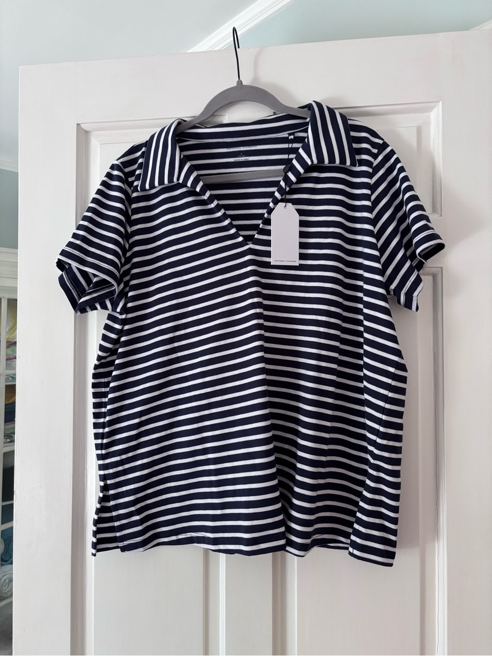 Universal Standard Navy and White Striped Top NWT